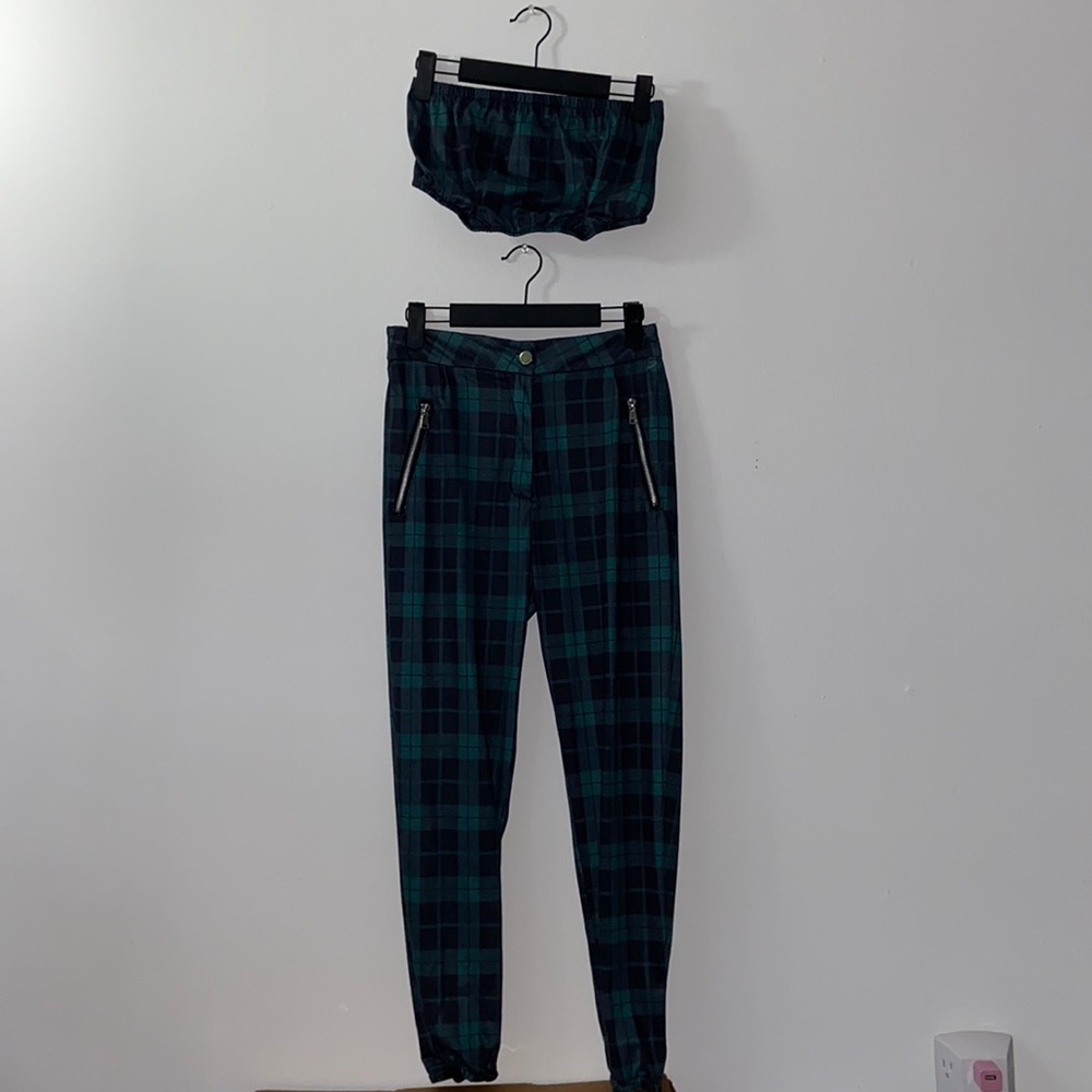 Green plaid set